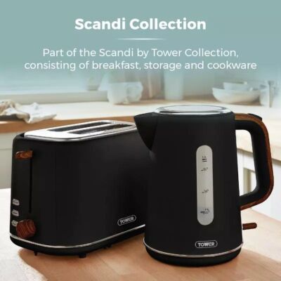 Tower Scandi 2 Slice Toaster Black from Sheffield department store