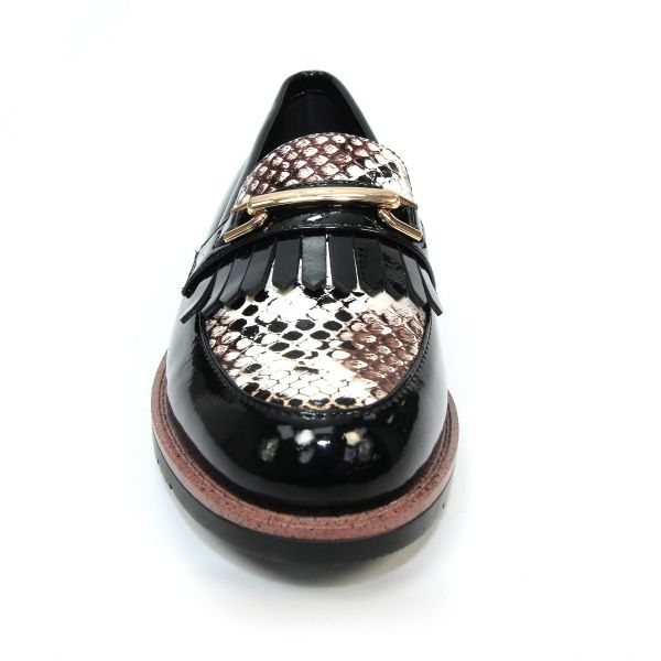 Lunar Shoes Antonella II Patent Loafer in Snake and Black
