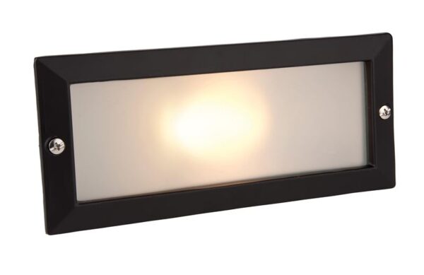 Firstlight Brick Light - without Louvre in Black with Opal Glass