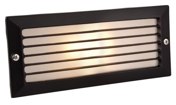 Firstlight Brick Light - with Louvre in Black with Opal Glass