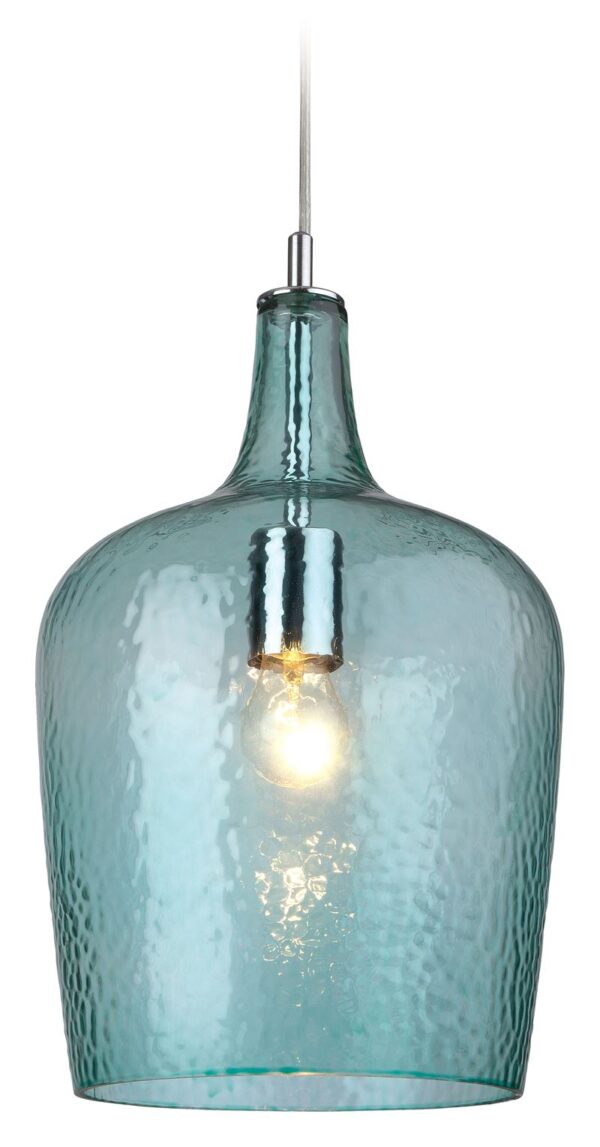 Firstlight Glass Pendant in Chrome with Aqua Glass