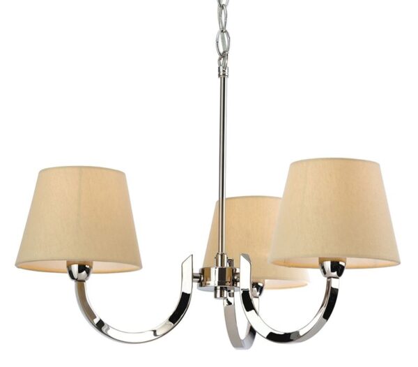 Firstlight Fairmont 3 Light Fitting in Polished Stainless Steel with Cream Linen Shade