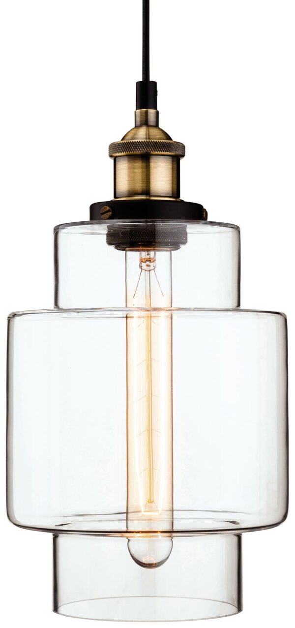 Firstlight Empire Pendant in Antique Brass with Clear Glass