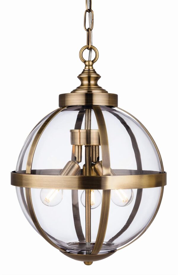 Firstlight Monroe Pendant in Antique Brass with Clear Glass