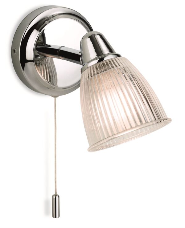 Firstlight Echo Wall Light (Switched) in Chrome with Clear Ribbed Glass