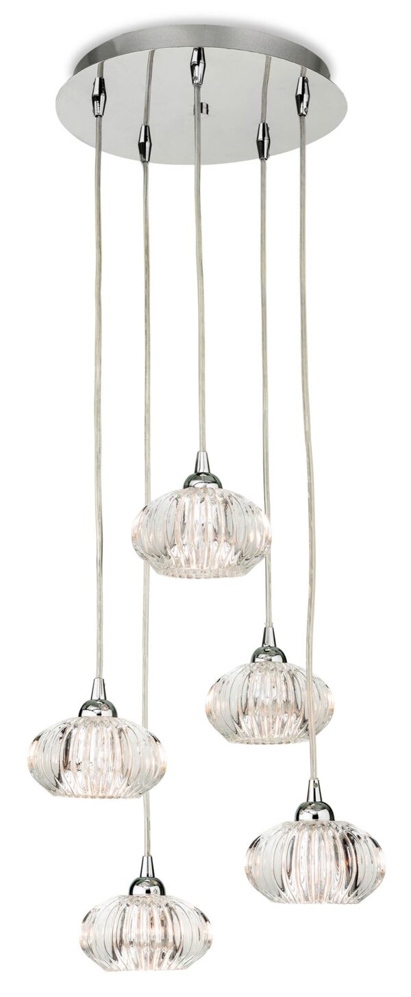 Firstlight Lisbon 5 Light Pendant in Chrome with Clear Decorative Glass