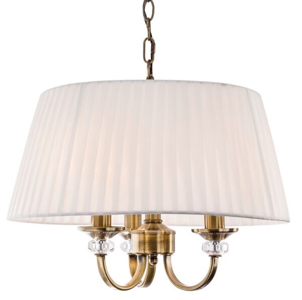 Firstlight Langham 3 Light Pendant in Antique Brass with Pleated Cream Shades