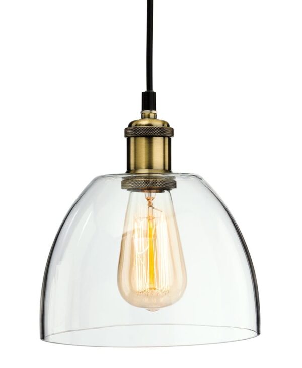 Firstlight Empire Pendant in Antique Brass with Clear Glass