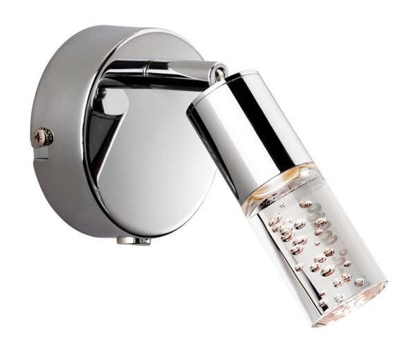 Firstlight Focus LED Wall Light (Switched) in Chrome with Clear Acrylic Bubble Shade