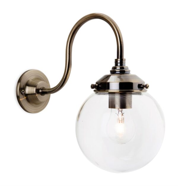 Firstlight Victoria Wall Light in Antique Brass with Clear Glass
