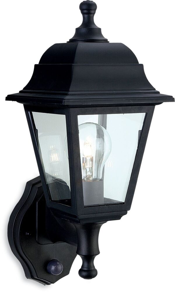 Firstlight Oslo Resin Lantern - Uplight with PIR in Black