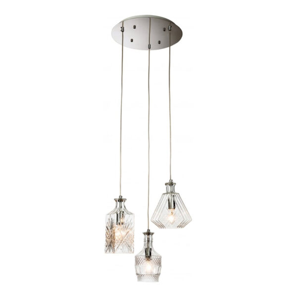 Firstlight Decanter 3 Light Pendant in Chrome with Clear Decorative Glass
