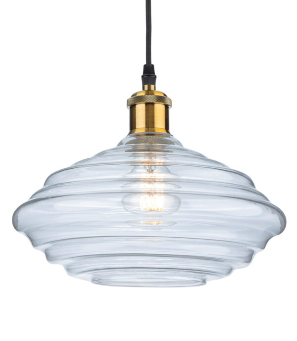 Firstlight Logan Pendant in Antique Brass with Clear Glass