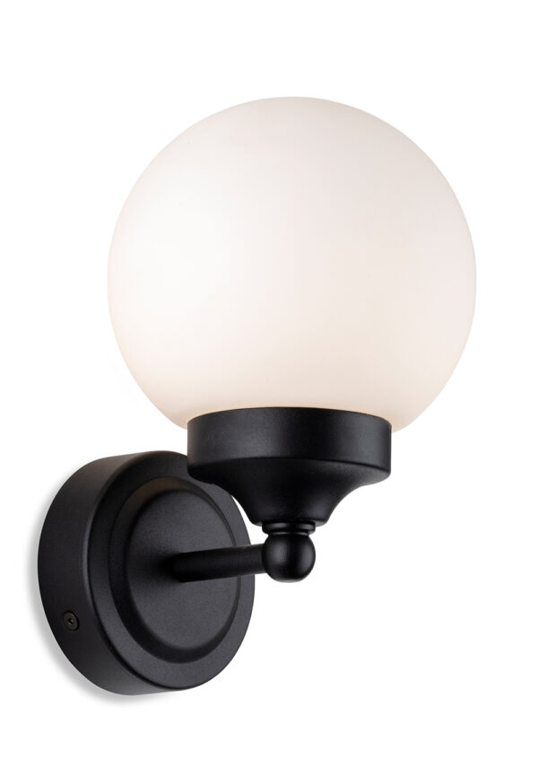 Firstlight Louis Wall Light in Black with Opal White Glass
