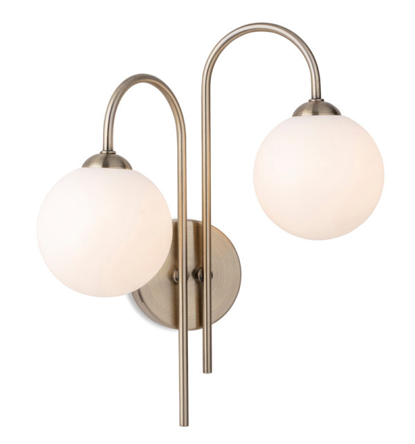 Firstlight Lyndon 2 Light Wall in Antique Brass with Opal White Glass