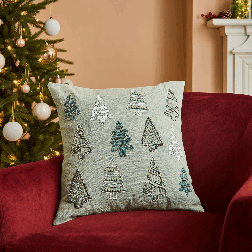 Assets 2fproduct images 2fdunelm 2f30839689 2fbeaded christmas trees cushion sage green a5b5e180