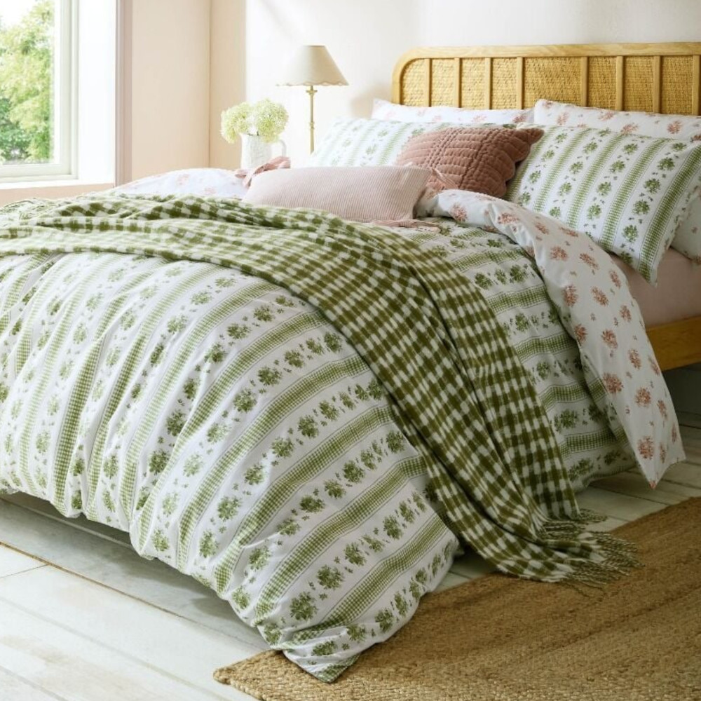 Laura Ashley Pelham Stripe Sage Pink Bedding