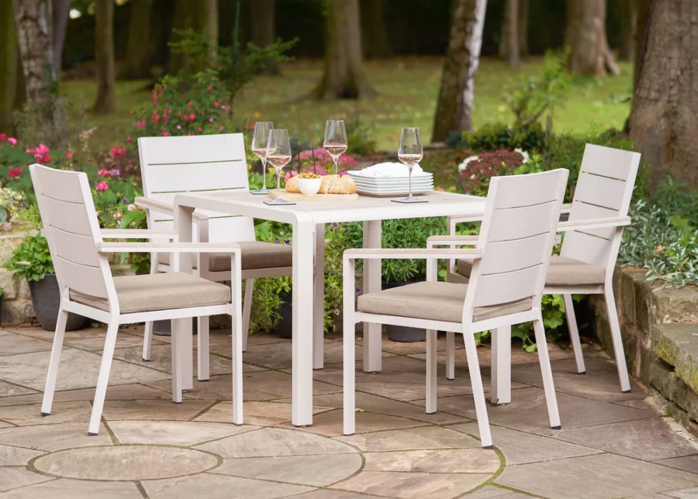 Aruba 4 seater dining set grey beige
