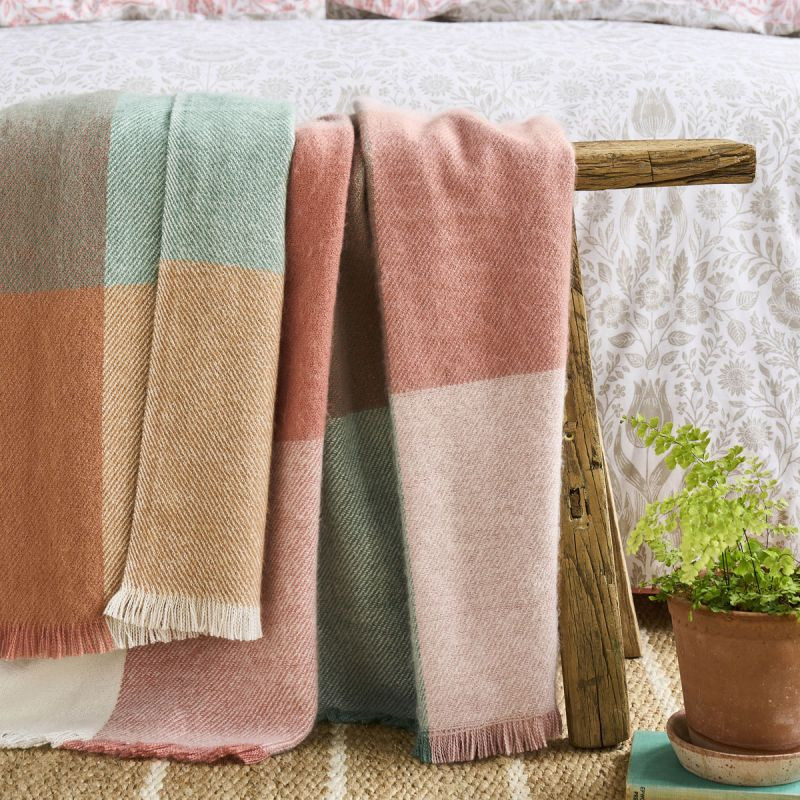 Manta zoey check rosa verde 130cm x 170cm