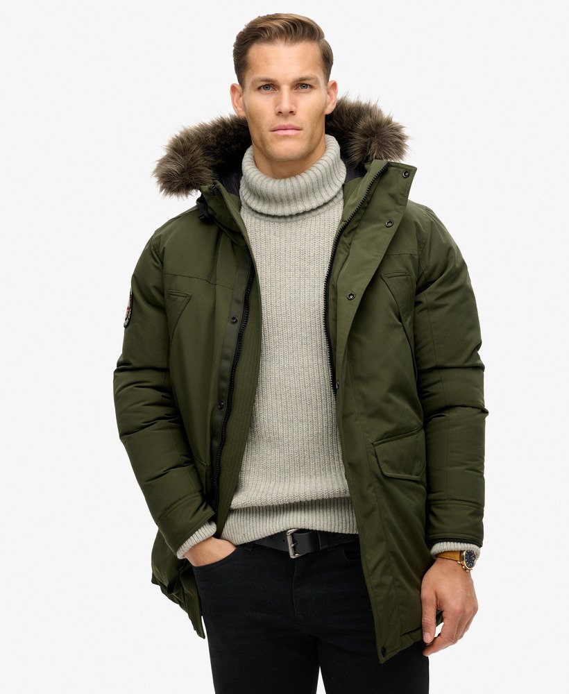 Superdry M5011929A Everest Faux Fur Parka Jacket Green M