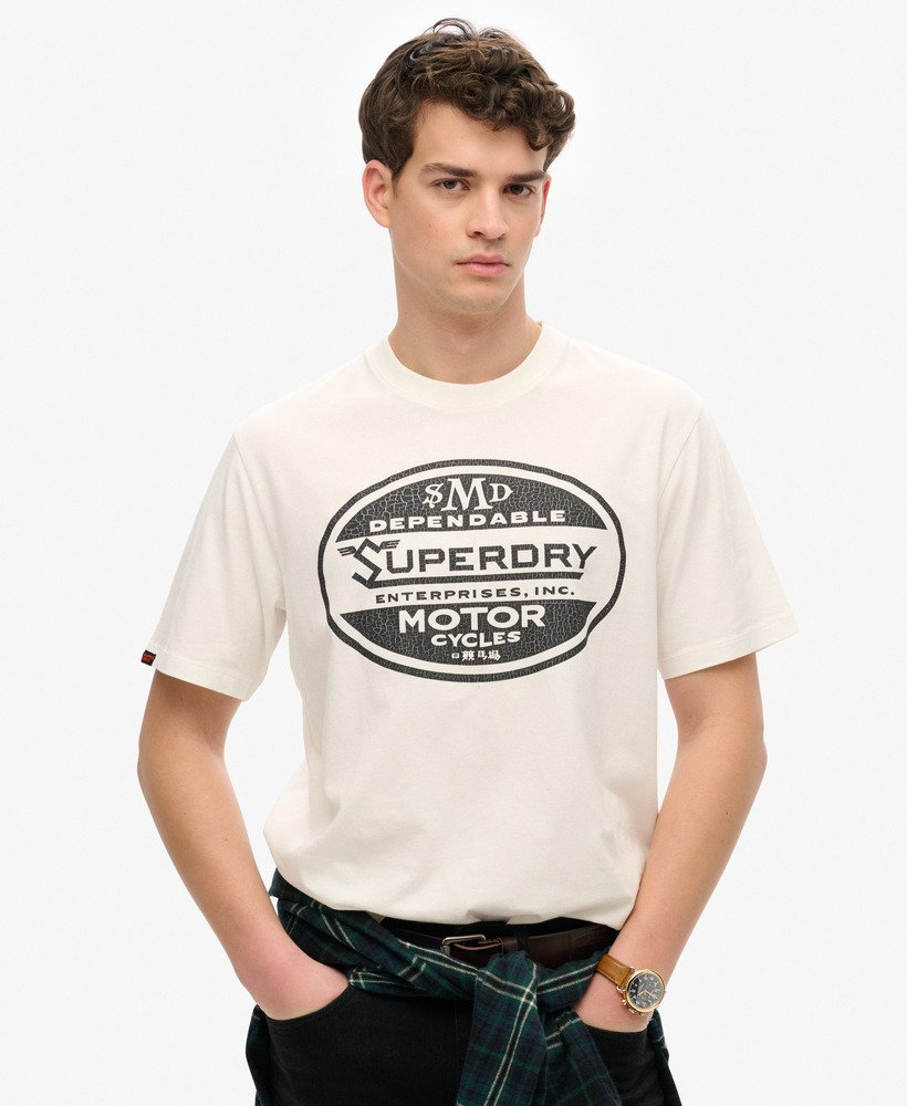 Superdry Vintage Biker Loose Tee Cream L
