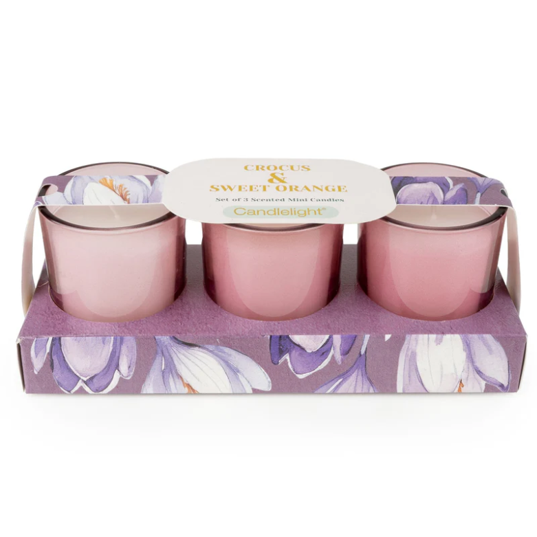 Candlelight Products Set Of 3 Votive Candles Crocus & Sweet O