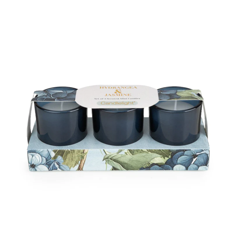 Candlelight Products Set Of 3 Votive Candles Hydrangea & Jasm