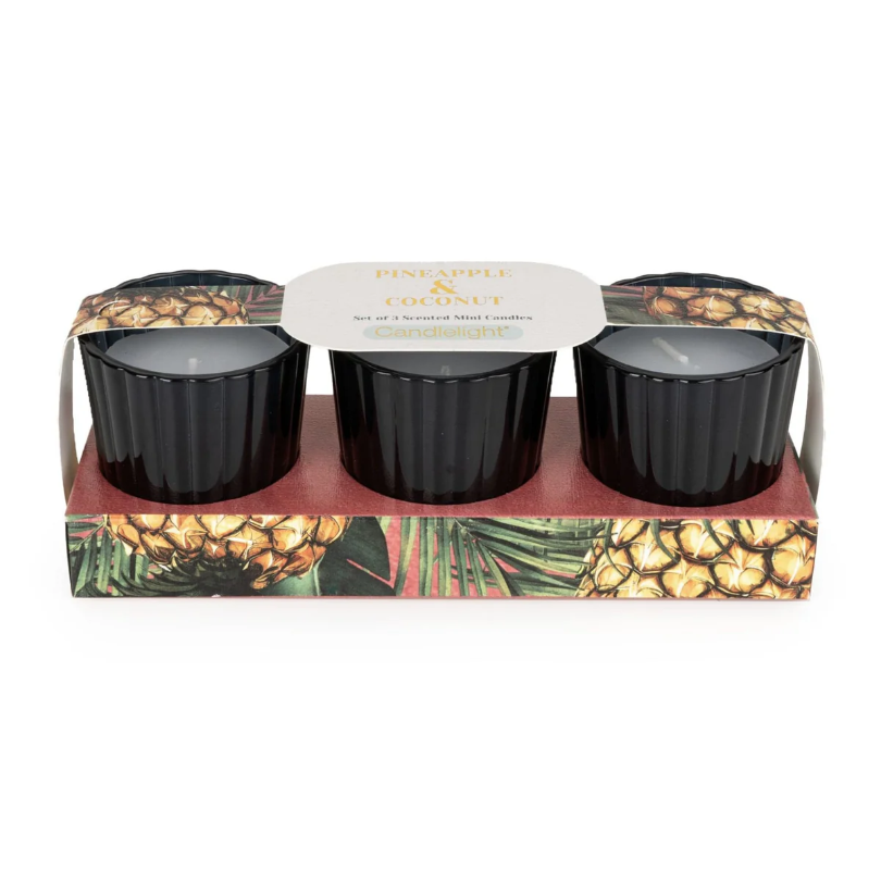Candlelight Products Set Of 3 Votives Pineapple & Coconut