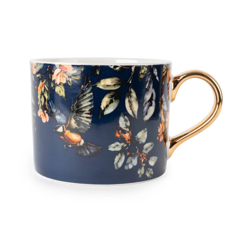 Candlelight Products Straight Mug Garden Blooms Blue With Gol