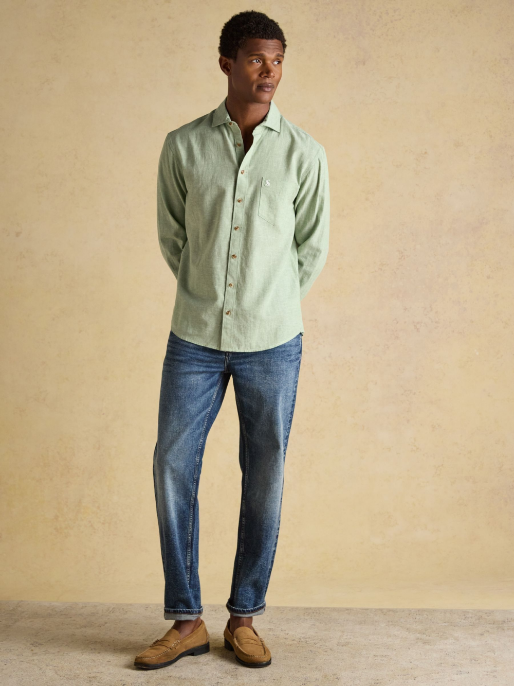 Joules Linen Blend L S Mint Green