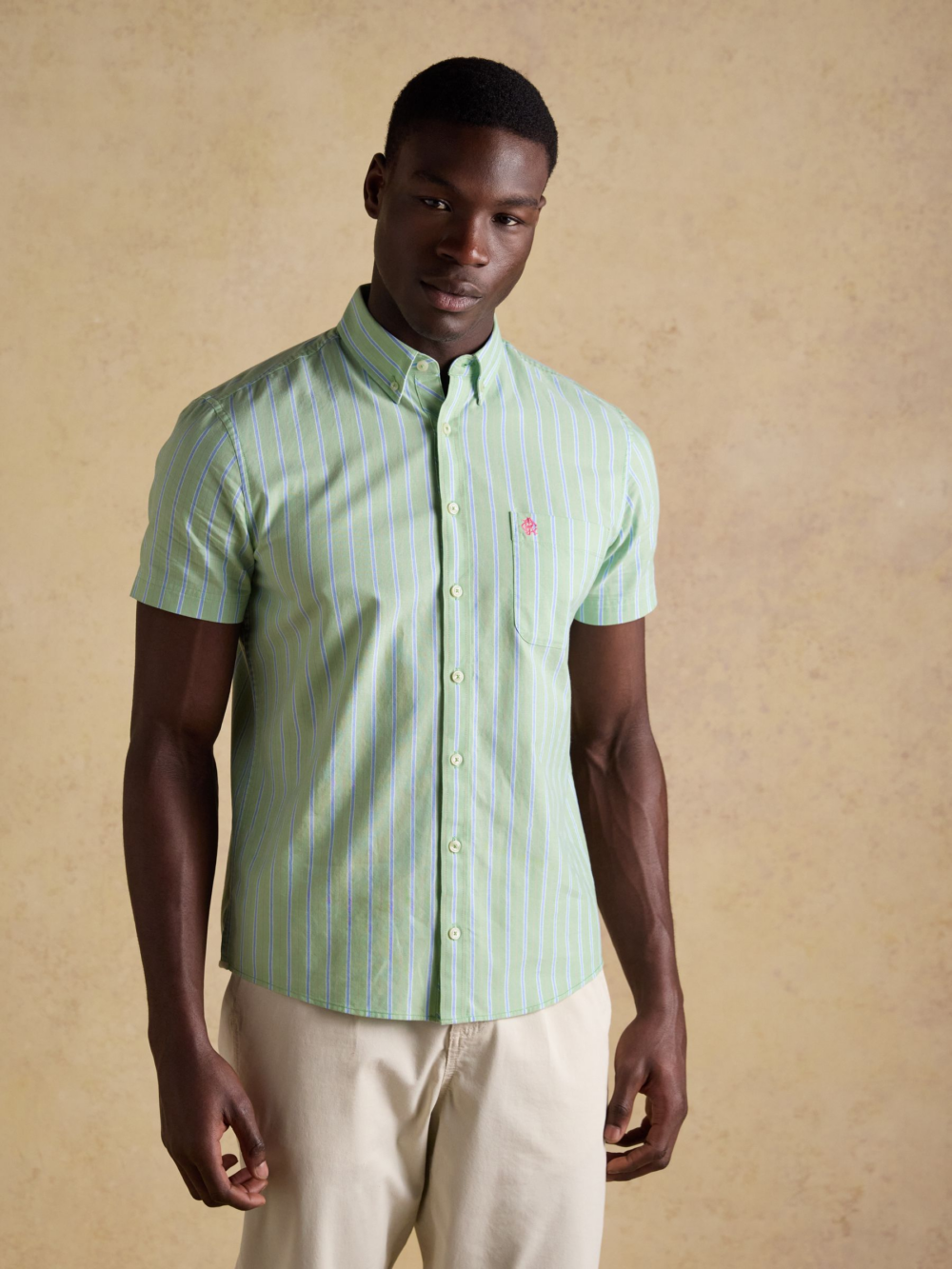Joules Oxford Lw S S Stripe Green