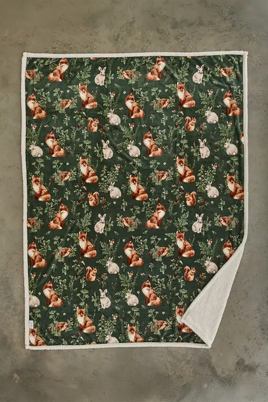 DY Woodland Wildlife Throw Sage
