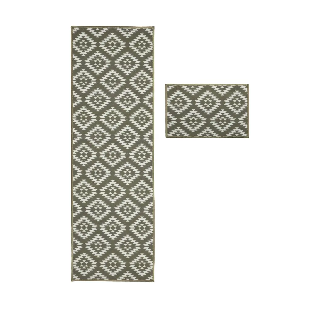 Deco Aztec Green Runner Rug