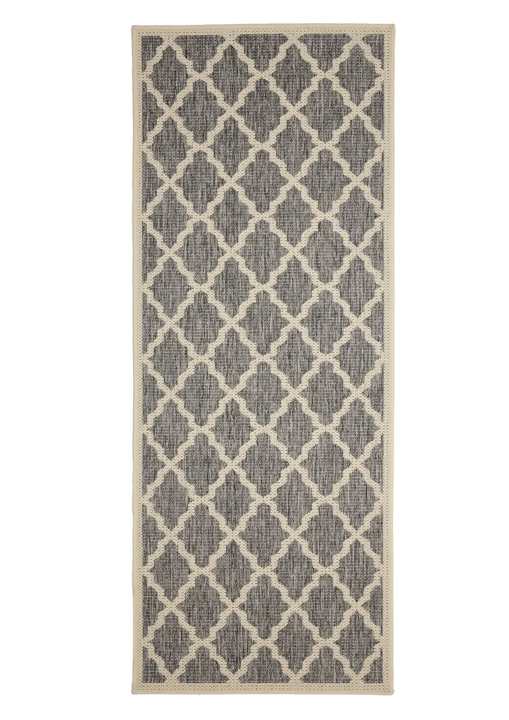 Flatweave Gel Trellis Steel Grey Runner Rug