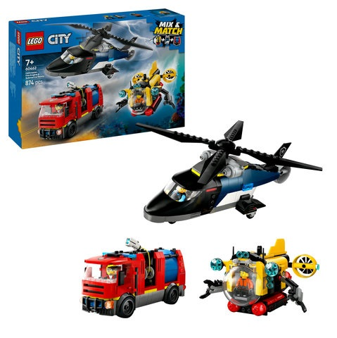 LEGO City Great Vehicles Helicopter, Fire Truck & Submarine Remix
