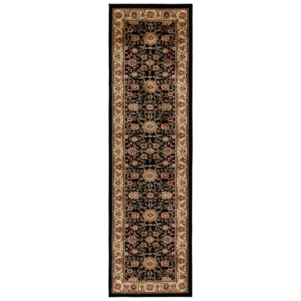 Victoria Traditional Black Runner Rug