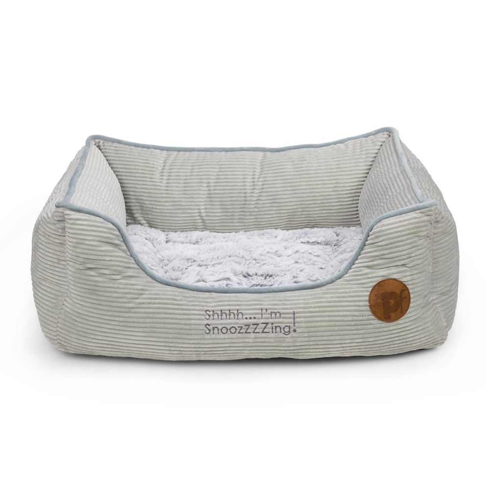 Grey check dog bed small