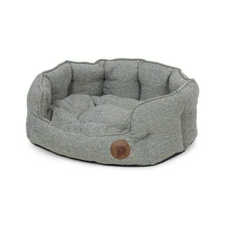 Sage herringbone dog bed medium