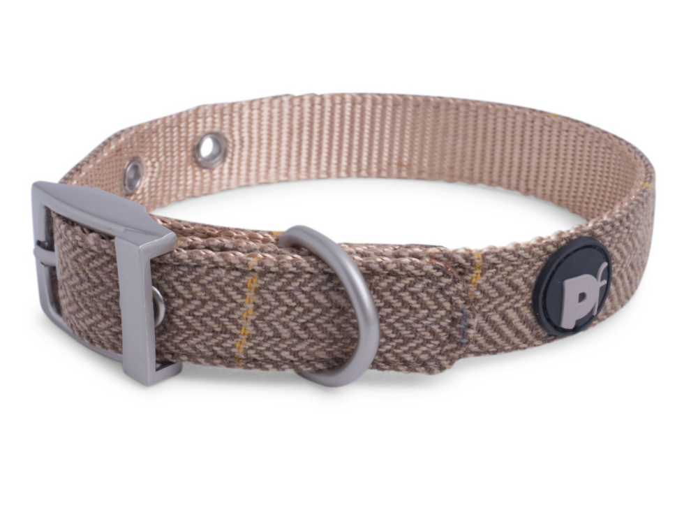 Tan tweed dog collar
