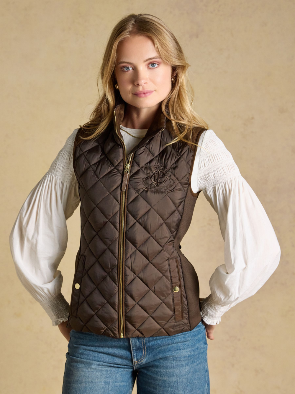 Joules Braemar Luxe Gilet Chocolate Brown