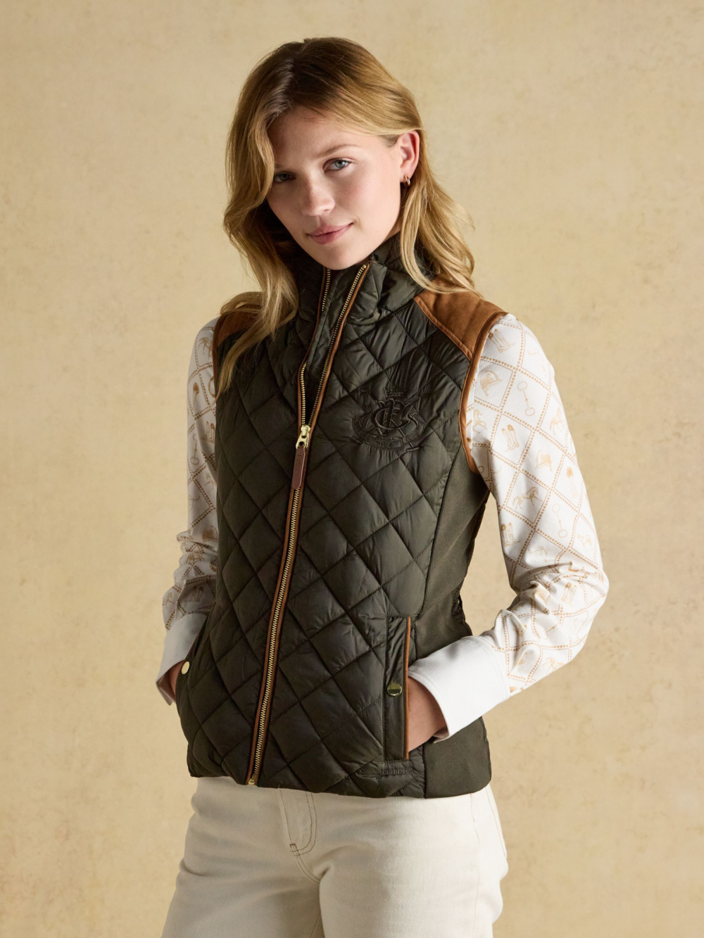 Joules Braemar Luxe Gilet Khaki Green