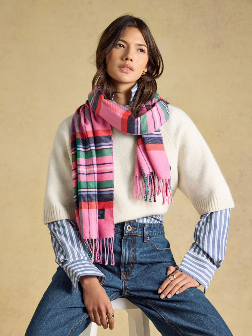 Joules Langtree Pink Green Check One
