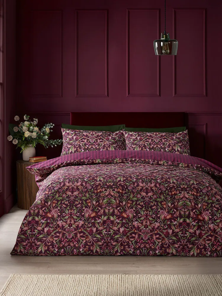 Catherine lansfield plum floral duvet set