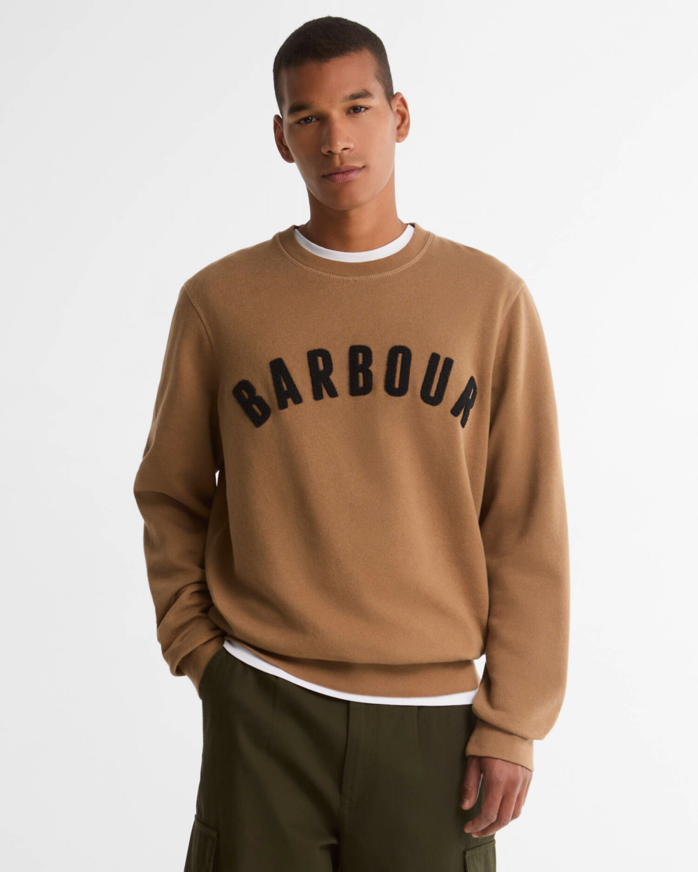 Barbour Prep Logo Crew Sandstone