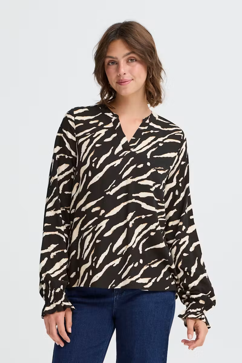 Fransa Blouse Black Art