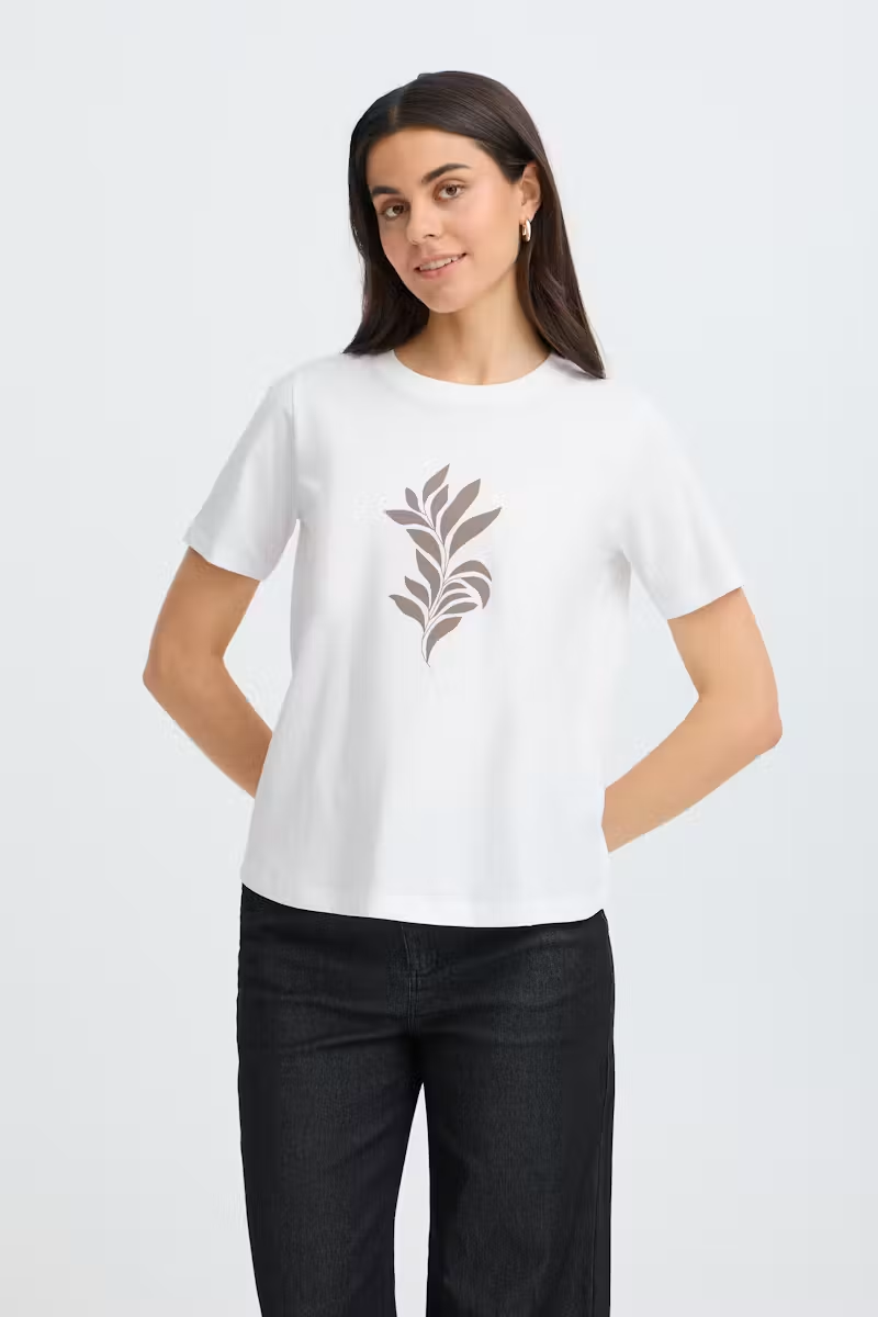 Fransa Frerica Tee 1 White W. Driftwood Branch
