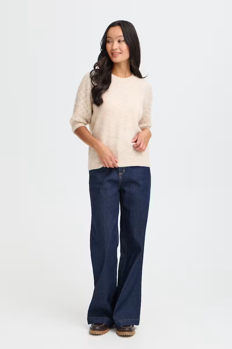 Fransa Frkanva Pu Knit Jumper Limestone Melan
