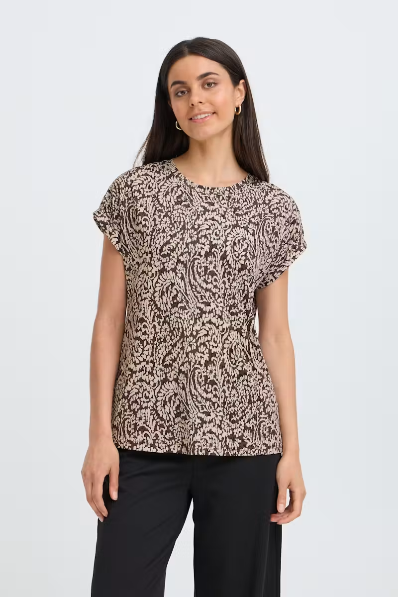 Fransa Frseen Tee 1 Aura Bloom Hot Fudge