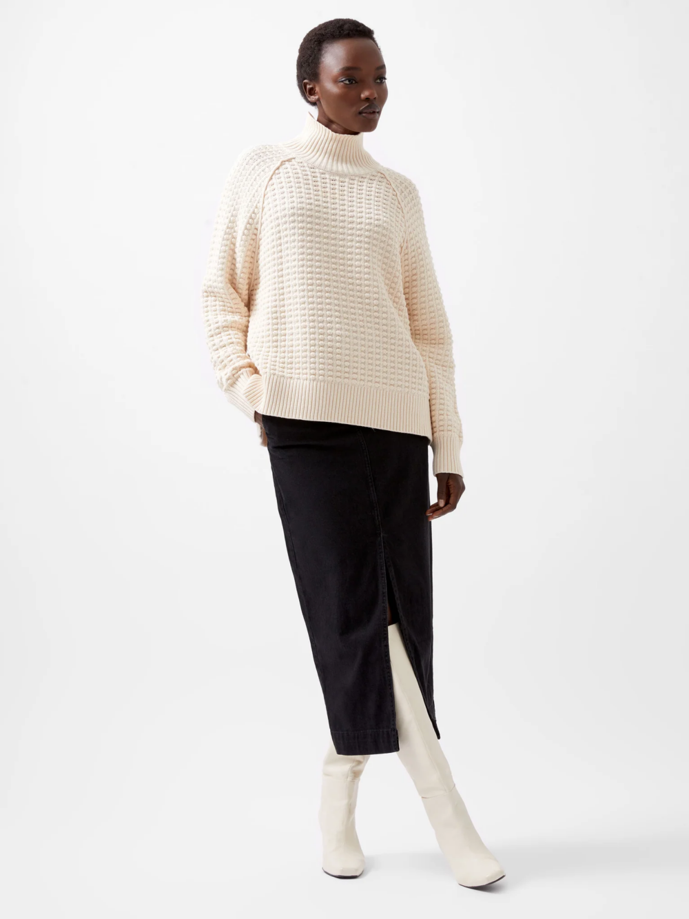 French Connection Keya Popcorn Knit Mozart Jumpr Cream