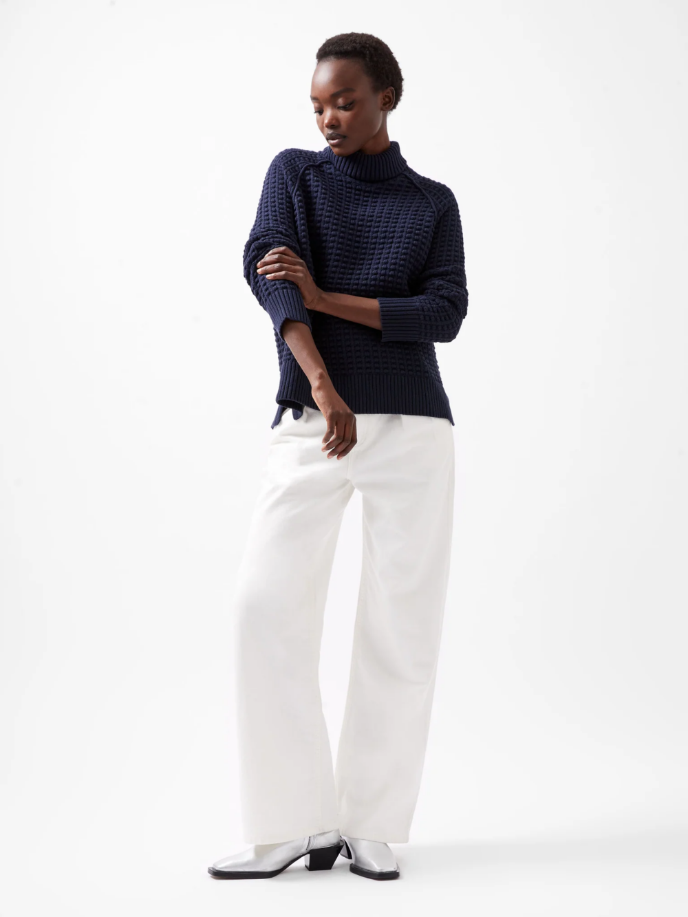 French Connection Keya Popcorn Knit Mozart Jumpr Marine